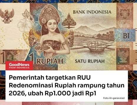 Pemerintah Susun RUU Redenominasi Rupiah dari Rp1.000 jadi Rp1, Rampung Tahun 2026